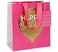 Think Of Me Female Happy Birthday Gold Balloon Pink Medium Gift Bag