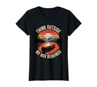Think Outside No Box Required Retro Sunset Outdoors Value Graphic T-Shirt, Women, Black, S
