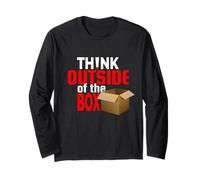 Think Outside The Box T-Shirt - Creative Graphic Tee for Men Long Sleeve T-Shirt