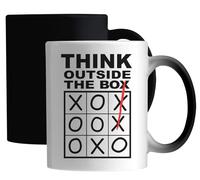 Think Outside The Box Tic Tac Toe Ceramic Magic Mug White
