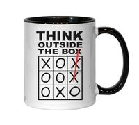 Think Outside The Box Tic Tac Toe Ceramic Tea Coffee Mug Black