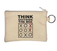 Think Outside The Box Tic Tac Toe Key Chain Coin Purse Beige