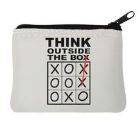 Think Outside The Box Tic Tac Toe Neoprene Coin Purse Pouch 12x9cm White