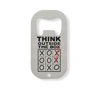 Think Outside The Box Tic Tac Toe Stainless Steel Bottle Opener Silver