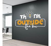 Think Outside The Box Wall Decals - Customizable Office Decor Quotes for Home Office, Study Room & Workspace Motivation, Removable Inspirational Wall Art.