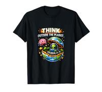 Think Outside The Planet Cute UFO Pun Space Graphic T-Shirt