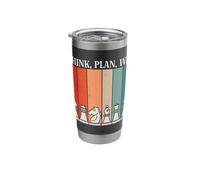 Think Plan Win Chess Pieces Retro Style Stainless Steel Insulated Tumbler