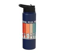 Think Plan Win Chess Pieces Retro Style Stainless Steel Insulated Water Bottle