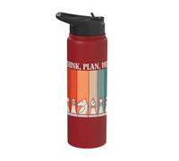 Think Plan Win Chess Pieces Retro Style Stainless Steel Insulated Water Bottle