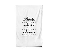 Think Positive, Feel Positive, Live Positive Tea Towel Warren Reed - Designer Black One Size