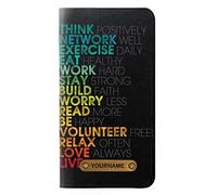 Think Positive Words Quotes PU Leather Flip Case Cover For iPhone 11 Pro Max PU Leather Flip Case Cover For iPhone 11 Pro Max with Personalized Your Name on Leather Tag