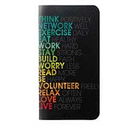 Think Positive Words Quotes PU Leather Flip Case Cover For Motorola Moto E6 Plus, Moto E6s