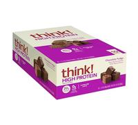 think! Protein Bars, High Protein Snacks, Gluten Free, Kosher Friendly, Chocolate Fudge, Nutrition Bars, 2.1 Oz per Bar, 10 Count (Packaging May Vary)
