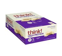 think! Protein Bars, High Protein Snacks, Gluten Free, Kosher Friendly, White Chocolate, Nutrition Bars, 2.1 Oz per Bar, 10 Count (Packaging May Vary)