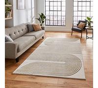 Think Rugs Apollo 2683 Modern Abstract High Density Pile Rug, Grey/Gold, 120 x 170 Cm