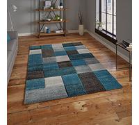 Think Rugs Brooklyn 646 Hand Carved Runner, Blue/Grey, 60 x 230 Cm
