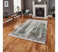Think Rugs Brooklyn 8595 Hand Carved Rug, Ivory/Green, 160 x 220 Cm