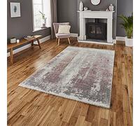 Think Rugs Brooklyn 8595 Hand Carved Runner, Ivory/Rose, 60 x 230 Cm