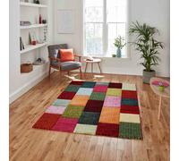 (200x290cm) Brooklyn Modern Rugs 21830 in Square Patchwork Multicolour Thick Soft Mats
