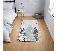 Think Rugs Brooklyn Kids 22707 Mountains Rug, Blue, 80 x 150 Cm