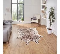 Think Rugs Faux Leopard Print Rug, Brown/Beige, 130 x 155 Cm