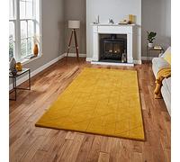 Think Rugs Kasbah KB2025 100% Wool Indian Hand Tufted Rug, Ochre, 120 x 170 Cm