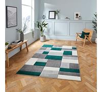 Think Rugs Matrix MT61 Hand Carved High Density Pile Rug, Grey/Green, 120 x 170 Cm