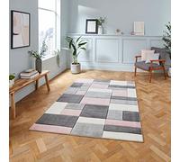 Think Rugs Matrix MT61 Hand Carved High Density Pile Rug, Grey/Rose, 120 x 170 Cm