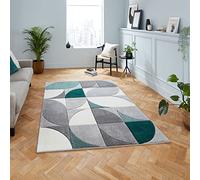 Think Rugs Matrix MT63 Hand Carved High Density Pile Rug, Grey/Green, 120 x 170 Cm