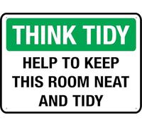 Think Tidy Help To Keep This Room Neat 8"X12" Rust Free Aluminum Signs Outdoor, Metal Tin Sign For Home, Business, Yard