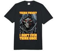 Think Twice I Don’t Even Think Once Cringe Skeleton Comfort Colors Adult Heavyweight T-Shirt