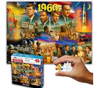 Think2Master 1960s 500 Pieces Large Format Jigsaw Puzzle: Kids 12+, Teens, Adults & Families. Travel Back in Time with The Nostalgic Collage. Great Gift. Size: 26.8” X 18.9”