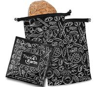 THINK4EARTH - 2 Packs Bread Bags, Bread Bags for Homemade Bread Loaf, Freezer Bread Storage Bag, Bread Container, Reusable Food Storage Bag, Large Bread Bags for Homemade Bread. (Black)