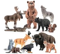 THINKBAY 12 Large Animal Figures from North America, Realistic Safari Animals from Forest and Jungle Includes Crocodile, Wolf, Bear, Deer, Birthday Gift