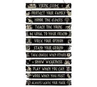 Thinkday Viking Decor Nordic Sign Viking Code Wall Decor Celtic Rune Norse Pagan Wooden Valknut Nordic Medieval Vegvisir Runes for Gift Home Kitchen Mythology Artwork Pagan(Black)