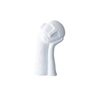 Thinker Abstract Art Figurine, Resin Crooked Head Statue, 14in Modern Bookshelf Decorative Objects for Creative Home Office Desktop Living Room Shelf Decor(White)