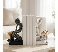 Thinker Bookends for Shelves, Decorative Book Ends, Heavy Duty Book Stoppers, Black and White Decor, Modern Unique Office Home Office Decoration Bookshelf Accessories