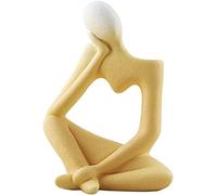 Thinker Figurine Resin Thinker Statue Modern Abstract Sculpture Thinker Sculptures for Home Office Desktop Crafts Gifts - Yellow