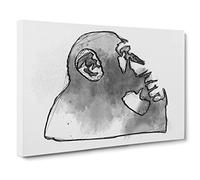 Thinker Monkey By Banksy Canvas Print | Gallery Wrapped 30mm Frame Wall Art | 30x20 inches | Ready to Hang | Pop Art Animals Picture | Living Room Bedroom Lounge Office