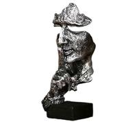 Thinker Statue - Silent Man Decor for Home Office Display | Abstract Face Sculpture Figure for Bookshelf, Living Room Decor, Modern Craft Table Ornament