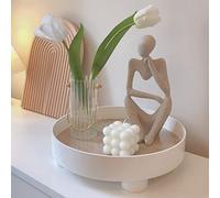 Thinker Statues and Sculptures, Sandstone Resin Thinker Statue Ornaments, Abstract Style Sculptures, Housewarming Gifts, Housewarming Decorations, Living Room Dining Desk Decorations (Left, Small)