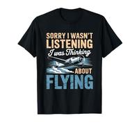 Thinking About Flying Airplane Retro Aircraft Propeller Plan T-Shirt