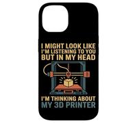 Thinking About My 3D Printer Humor Printing Pride Art Love Case for iPhone 14