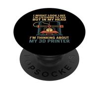 Thinking About My 3D Printer Humor Printing Pride Art Love PopSockets Adhesive PopGrip
