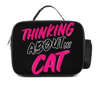 Thinking About My Cat Insulated Lunch Bag Lunchbox Cooler Container Tote for Work Travel Picnic
