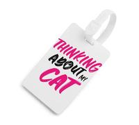 Thinking About My Cat Luggage Tag Travel Suitcase Identify Labels Baggage Handbag Tags with Name Card