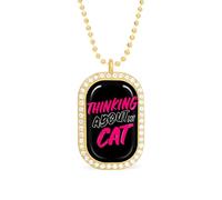 Thinking About My Cat Women's Necklaces Pendant Necklace Fashion Diamond Jewelry with Chain