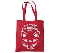 Thinking About My Cats - Tote Shopping Bag - Pet Kittens Crazy One size red