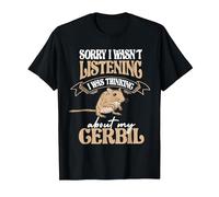 Thinking About My Gerbil Desert Rat Rodent Owners Gerbil T-Shirt, Men, Black, 5X-Large