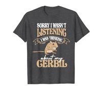 Thinking About My Gerbil Desert Rat Rodent Owners Gerbil T-Shirt, Men, Dark Heather Grey, Large